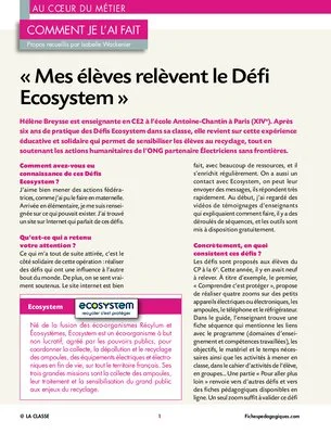 « Mes élèves relèvent le Défi Ecosystem »