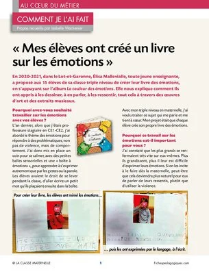 « Mes élèves ont créé un livre sur les émotions »
