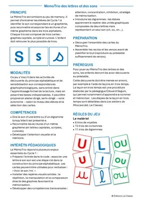 MémoTrio des lettres et des sons