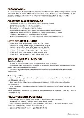 Loto des parties du corps