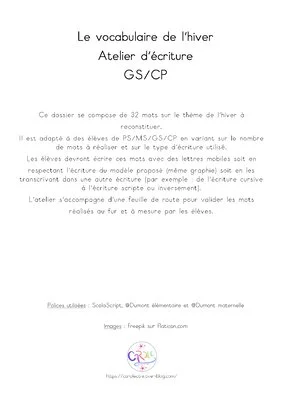 Atelier des mots de l'hiver