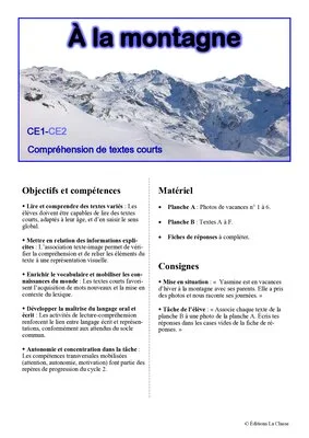 À la montagne - Exercice de lecture-compréhension pour CE1-CE2