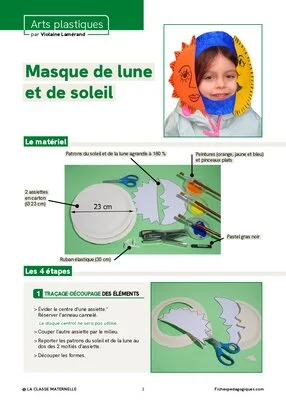 Masque de lune et de soleil : activité bricolage carnaval pour maternelle