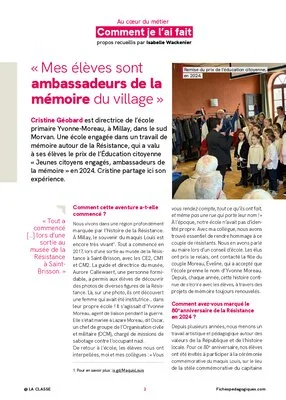 « Mes élèves sont ambassadeurs de la mémoire du village »