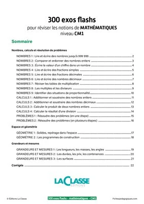 300 exercices flashs de mathématiques niveau CM1-CM2