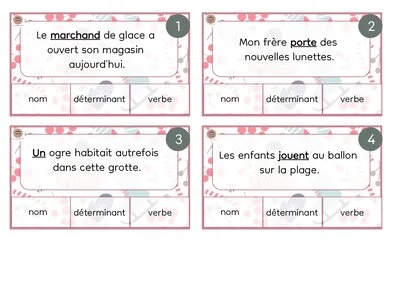 Cartes à pinces - Nature des mots