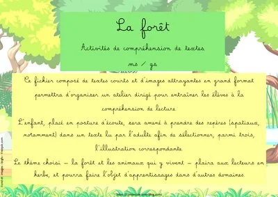 La forêt - Activités de compréhension de textes