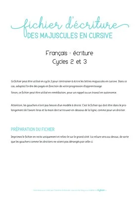 Fichier d'écriture - Des majuscules en cursive