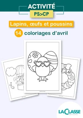 Coloriages d'avril : 14 fiches lapins, œufs et poussins
