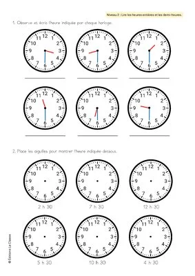 S'entraîner à lire l'heure au Cycle 2
