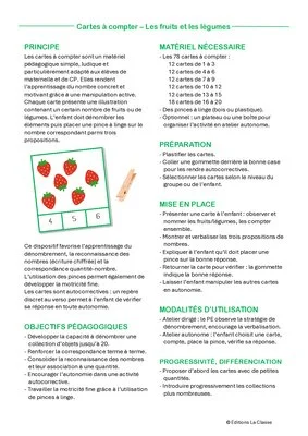 Cartes à compter - Les fruits et les légumes