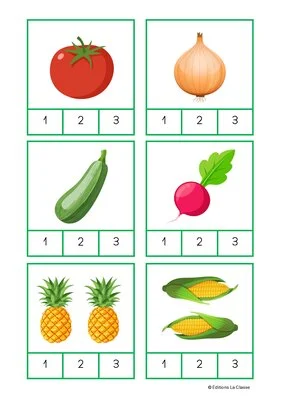 Cartes à compter - Les fruits et les légumes