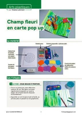 Champ fleuri en carte pop-up