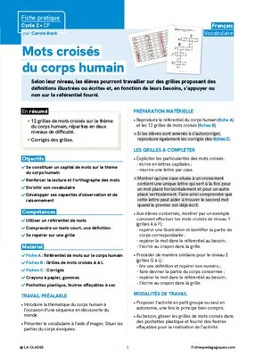 Mots croisés du corps humain
