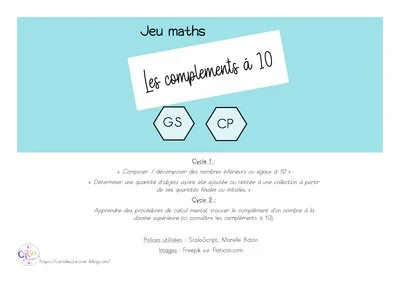 Jeu de l'oie Objectif 10 : apprendre les compléments à 10
