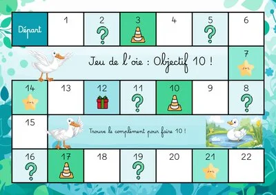 Jeu de l'oie Objectif 10 : apprendre les compléments à 10