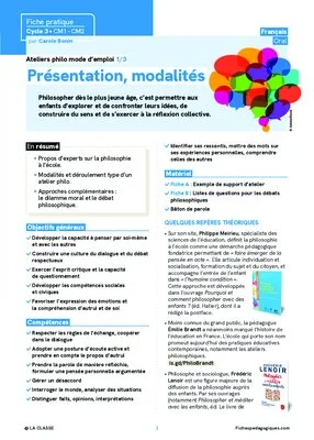 Ateliers philo mode d'emploi