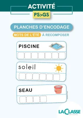 Planches d'encodage – Mots de l'été à recomposer