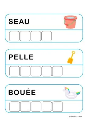 Planches d'encodage – Mots de l'été à recomposer