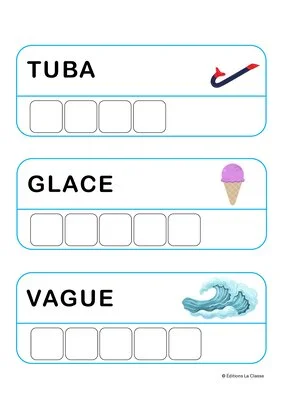 Planches d'encodage – Mots de l'été à recomposer