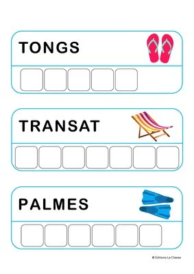 Planches d'encodage – Mots de l'été à recomposer