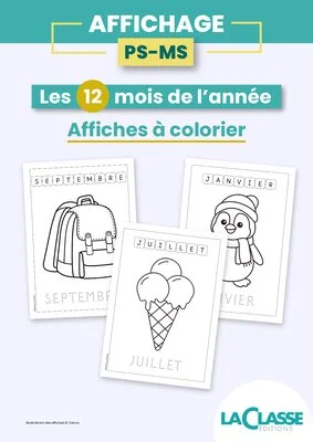 Les 12 mois de l'année - Affiches à colorier