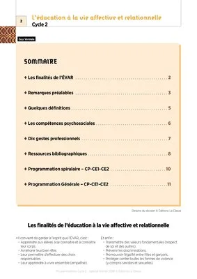 Programmations ÉVAR Cycle 2 (CP, CE1, CE2)