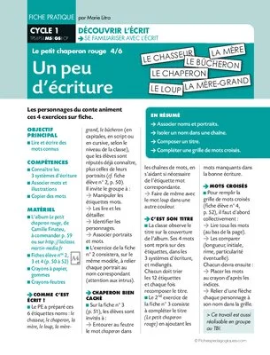 Le petit chaperon rouge. Un peu d'écriture
