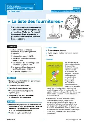 « La liste des fournitures »