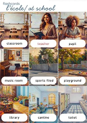 Flashcards anglais « At school » - Vocabulaire de l’école