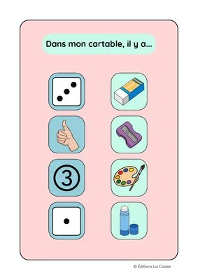 Dans mon cartable : activité de maths pour jouer avec les petites quantités