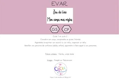 « Mon corps, mes règles » - Jeu de l'oie EVAR
