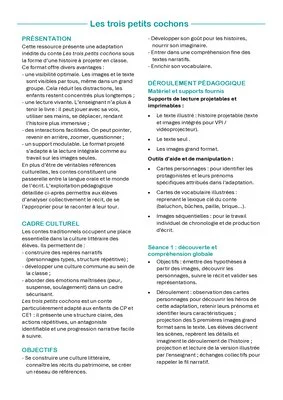 Les trois petits cochons : activités de lecture et histoire à projeter en Cycle 2