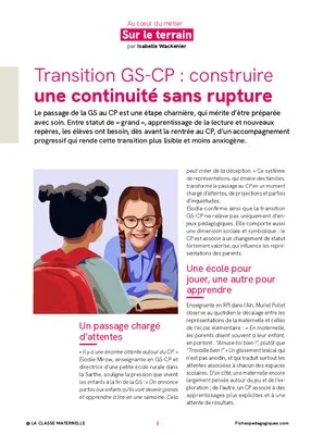 Transition GS-CP : préparer le passage au CP