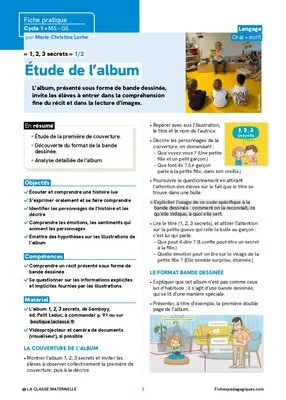 1, 2, 3 secrets : activités autour de l'album en maternelle