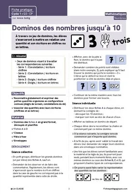 Dominos des nombres jusqu'à 10