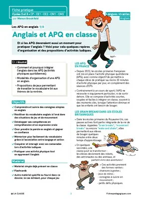 Les APQ en anglais : 6 jeux pour apprendre en bougeant