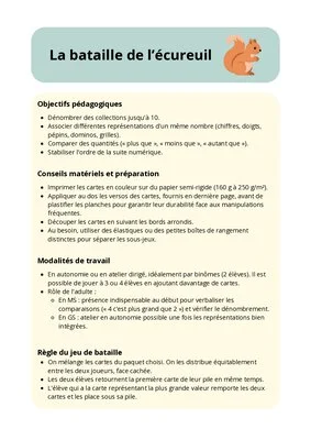 La bataille de l'écureuil : jouer avec différentes représentations des nombres