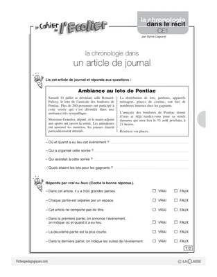 La chronologie dans un article de journal