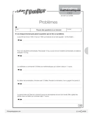 Evaluations mathématiques Cycle 3 (5) / Problèmes