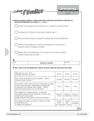 Evaluations mathématiques Cycle 3 (5) / Problèmes