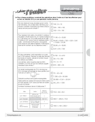 Evaluations mathématiques Cycle 3 (5) / Problèmes