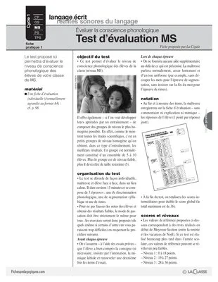 La conscience phonologique (1) / Test d'évaluation MS