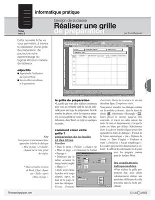 Informatique pour le maître / Réaliser une grille de préparation
