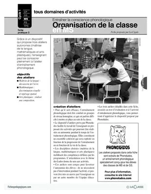 La conscience phonologique (3) / Organisation de la classe en MS