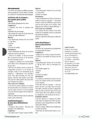 La conscience phonologique (3) / Organisation de la classe en MS