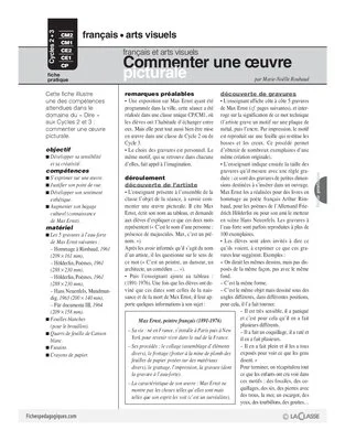 Commenter une œuvre picturale (Cycle 2)