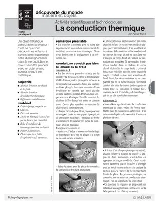 Sciences et techno (5) / La conduction thermique