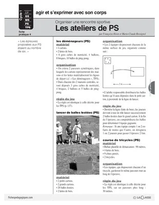 Organiser une rencontre sportive (4) / Ateliers de PS