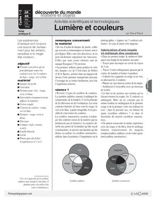 Sciences et techno (6) / Lumière et couleurs